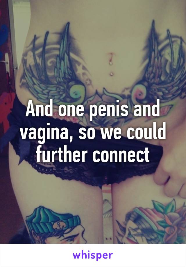 And one penis and vagina, so we could further connect