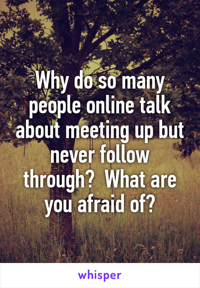 Why do so many people online talk about meeting up but never follow through?  What are you afraid of?