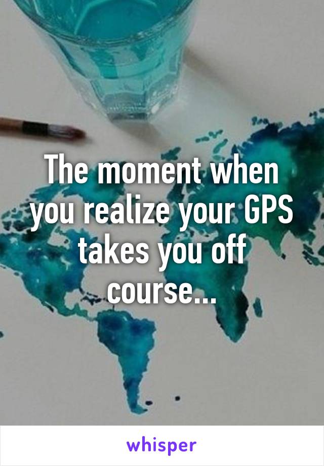 The moment when you realize your GPS takes you off course...