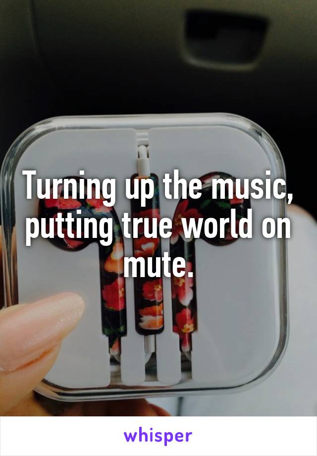 Turning up the music, putting true world on mute.