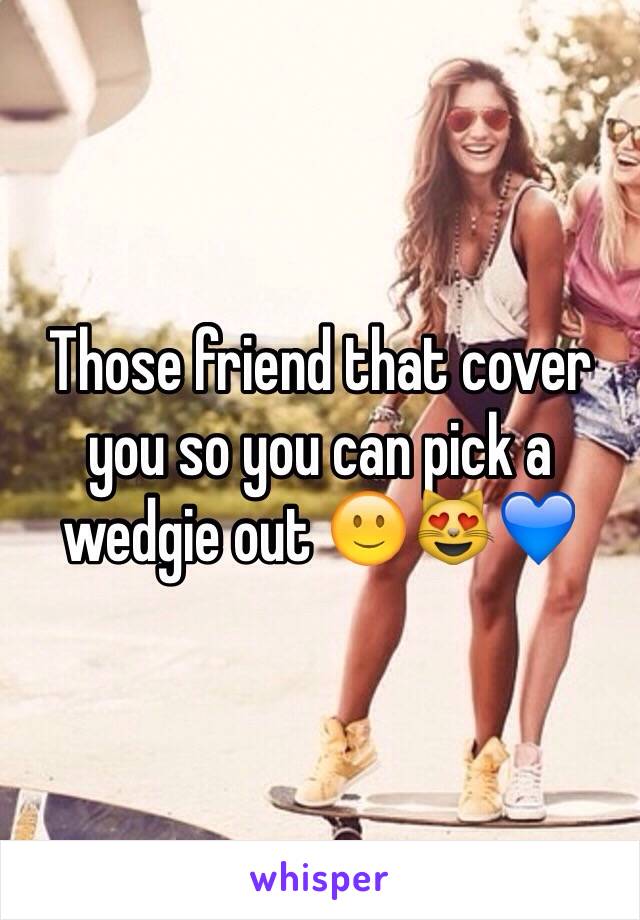 Those friend that cover you so you can pick a wedgie out 🙂😻💙