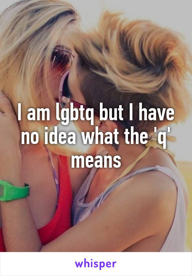 I am lgbtq but I have no idea what the 'q' means