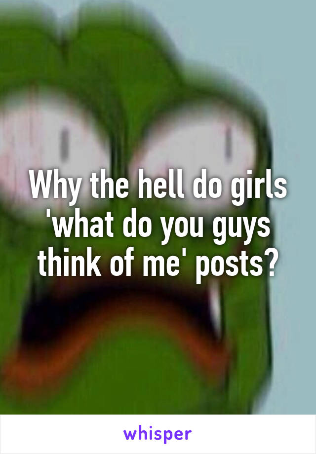 Why the hell do girls 'what do you guys think of me' posts?