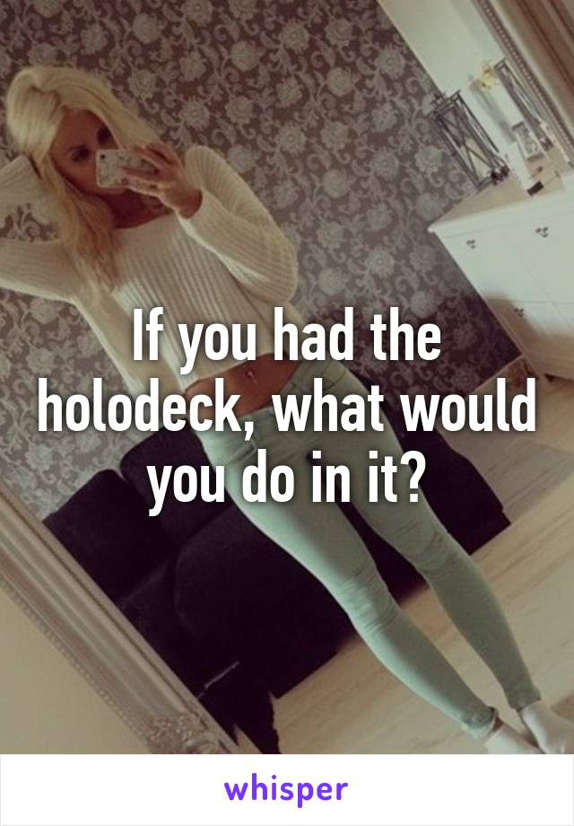 If you had the holodeck, what would you do in it?