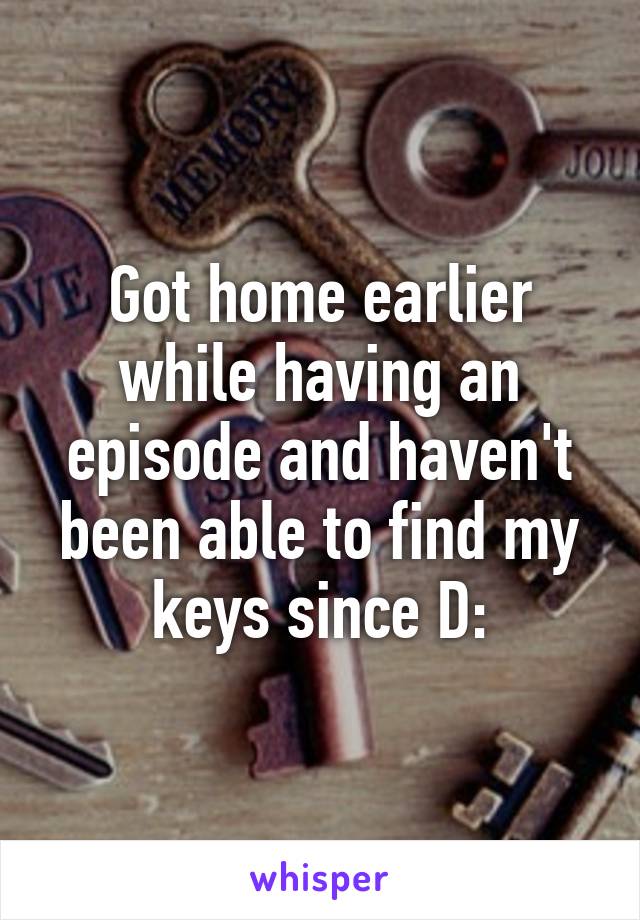 Got home earlier while having an episode and haven't been able to find my keys since D: