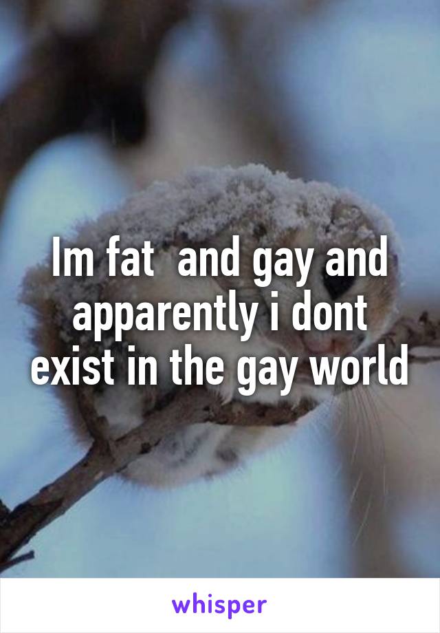 Im fat  and gay and apparently i dont exist in the gay world