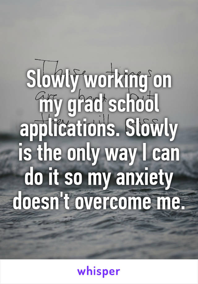 Slowly working on my grad school applications. Slowly is the only way I can do it so my anxiety doesn't overcome me.