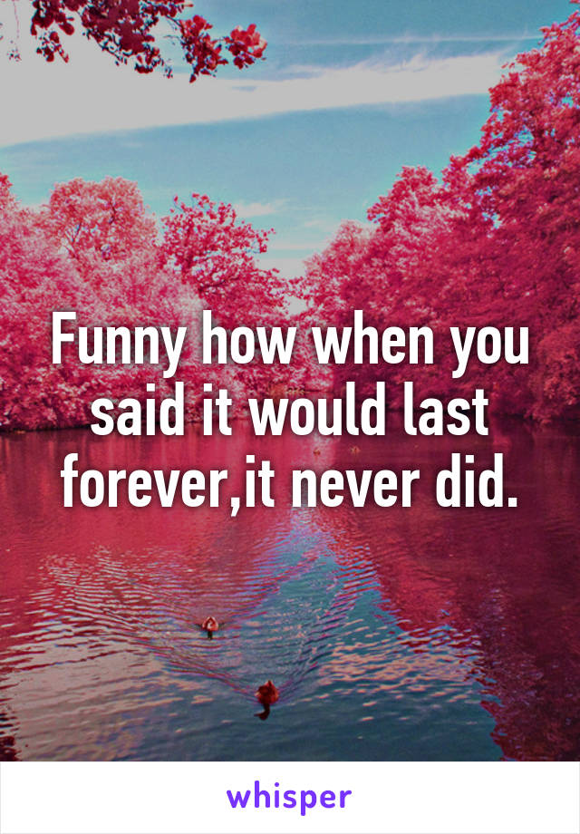 Funny how when you said it would last forever,it never did.