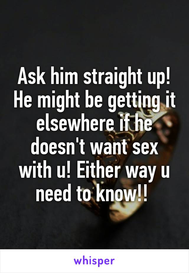 Ask him straight up! He might be getting it elsewhere if he doesn't want sex with u! Either way u need to know!! 