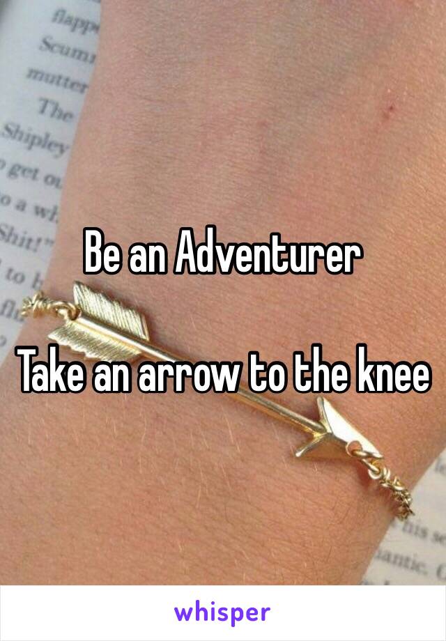 Be an Adventurer

Take an arrow to the knee