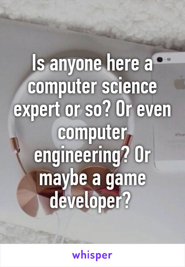 Is anyone here a computer science expert or so? Or even computer engineering? Or maybe a game developer? 