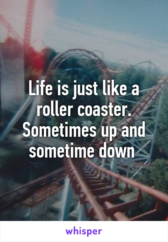 Life is just like a roller coaster. Sometimes up and sometime down 