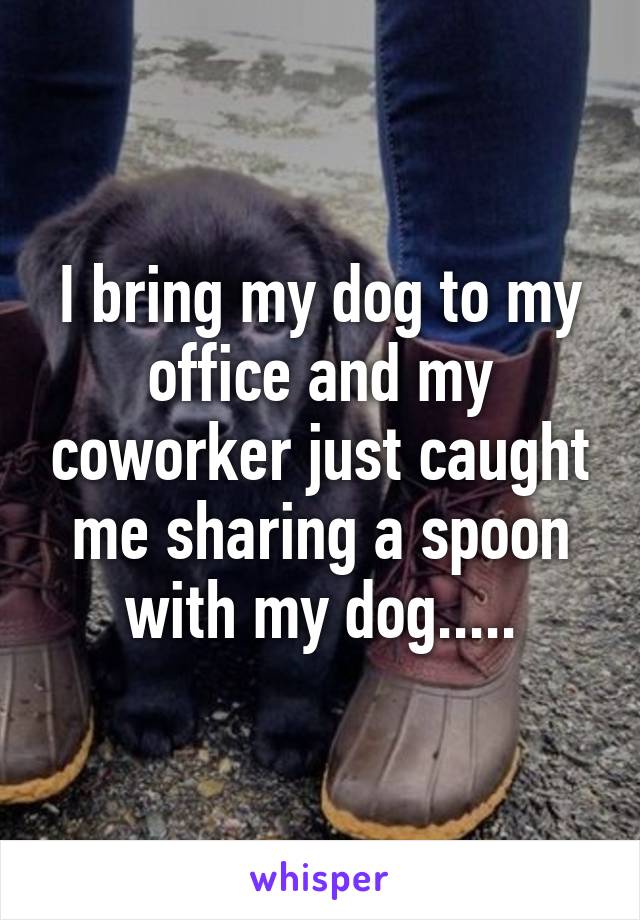 I bring my dog to my office and my coworker just caught me sharing a spoon with my dog.....