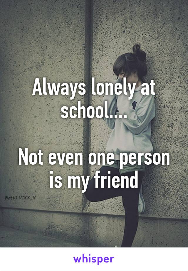 Always lonely at school....

Not even one person is my friend