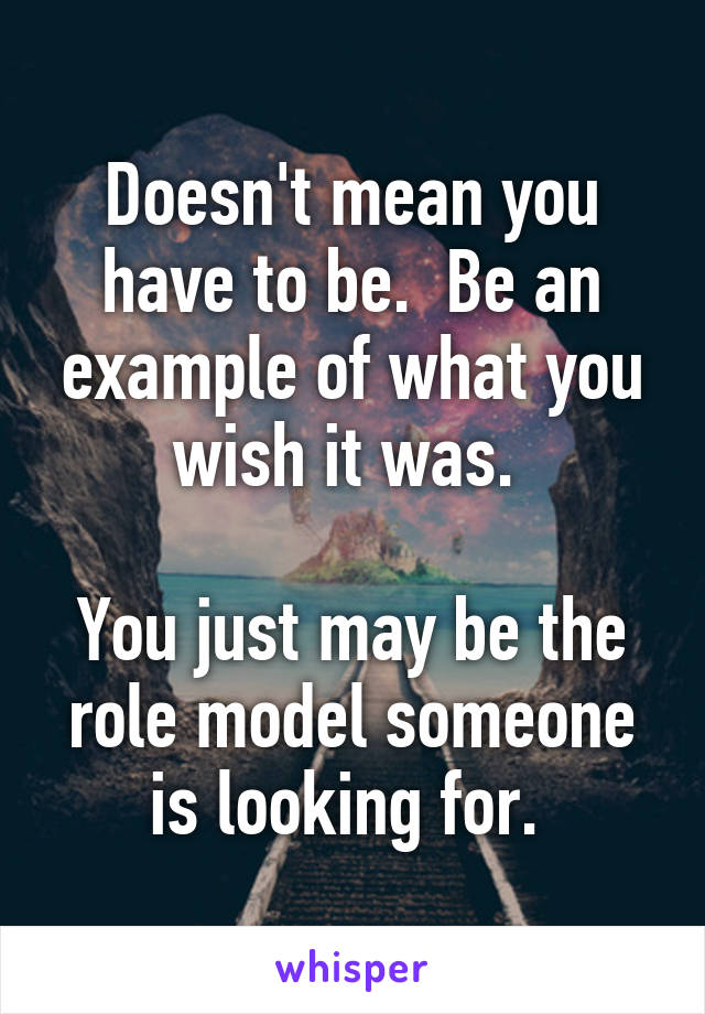 Doesn't mean you have to be.  Be an example of what you wish it was. 

You just may be the role model someone is looking for. 