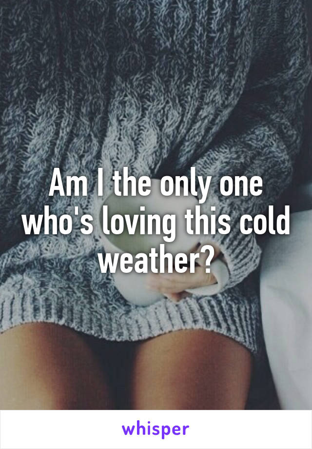 Am I the only one who's loving this cold weather?