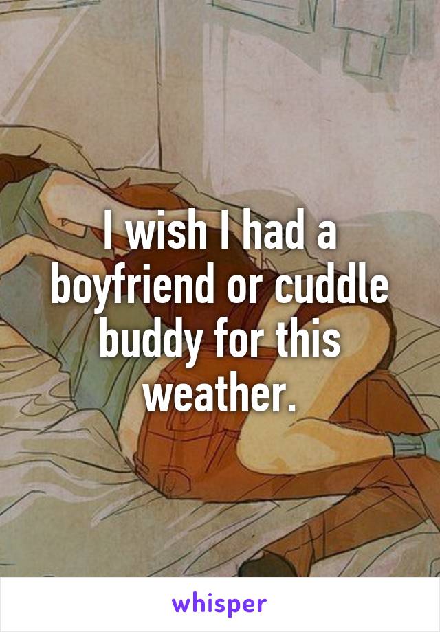 I wish I had a boyfriend or cuddle buddy for this weather.