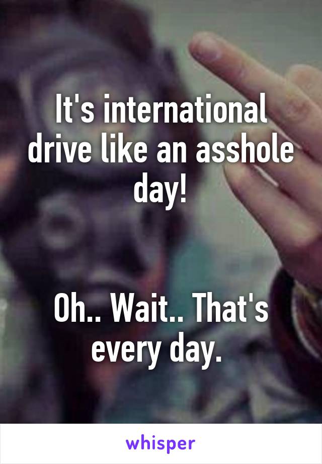 It's international drive like an asshole day!


Oh.. Wait.. That's every day. 