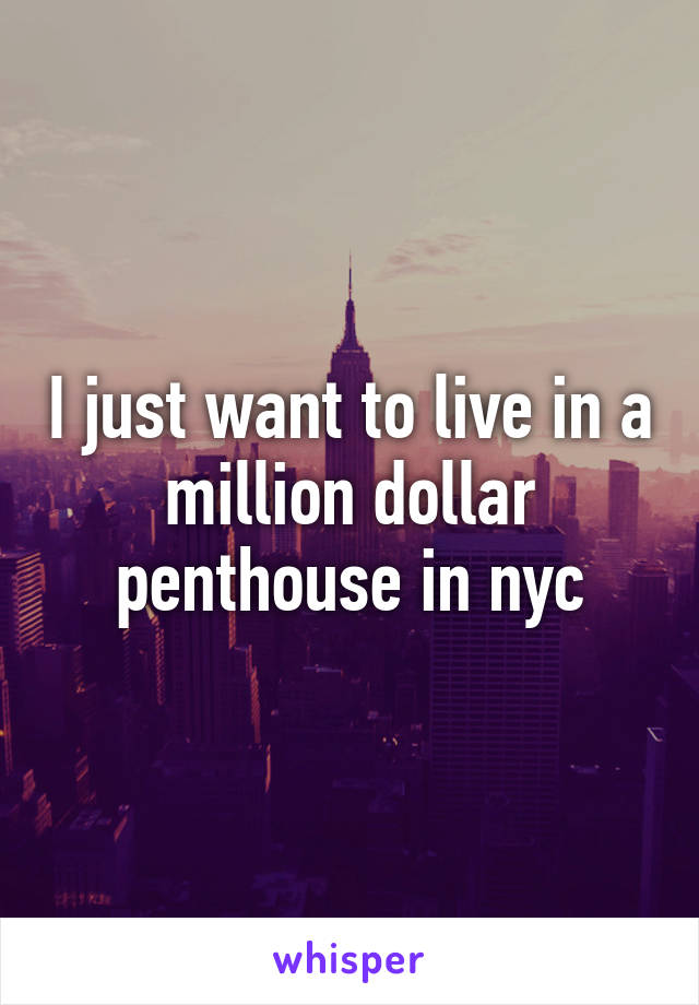 I just want to live in a million dollar penthouse in nyc