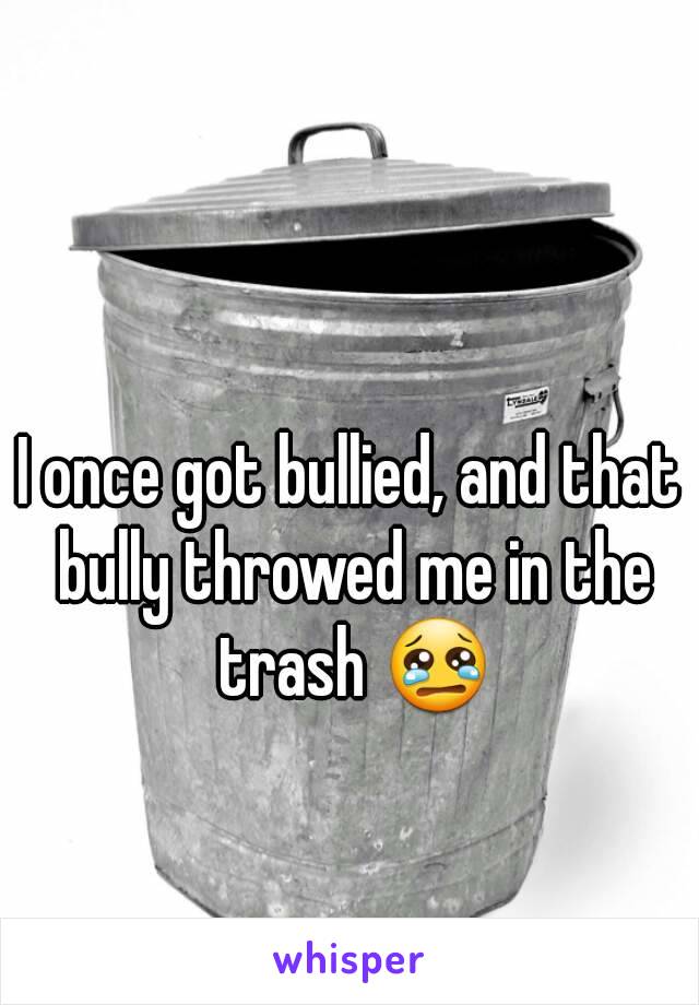 I once got bullied, and that bully throwed me in the trash 😢