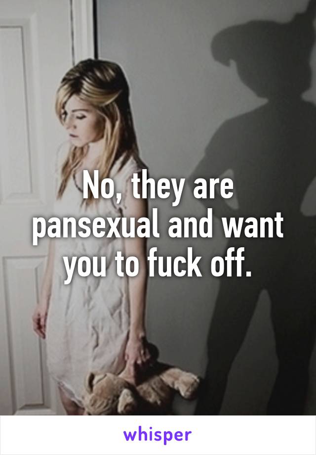 No, they are pansexual and want you to fuck off.