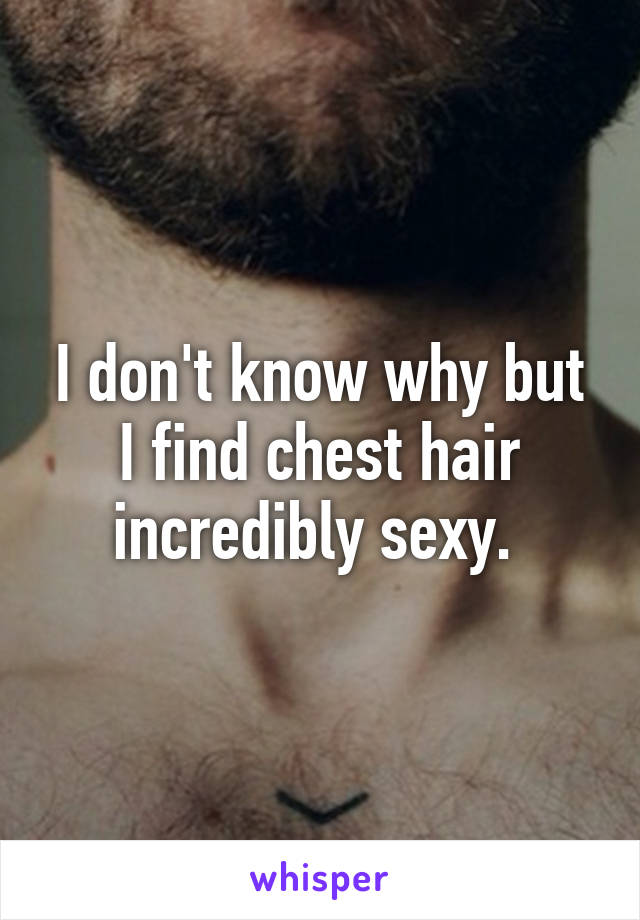 I don't know why but I find chest hair incredibly sexy. 