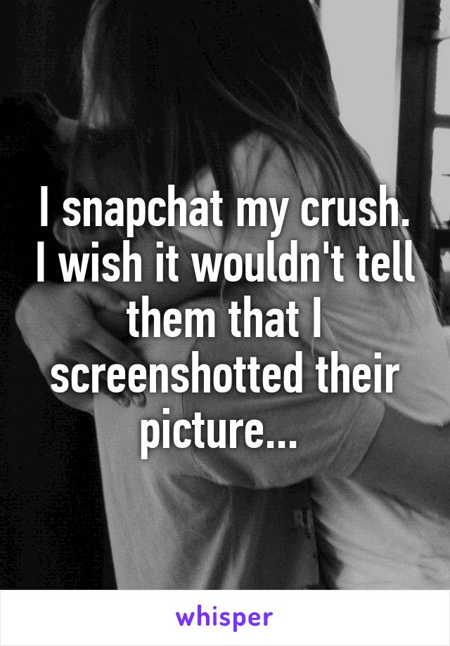 I snapchat my crush. I wish it wouldn't tell them that I screenshotted their picture... 