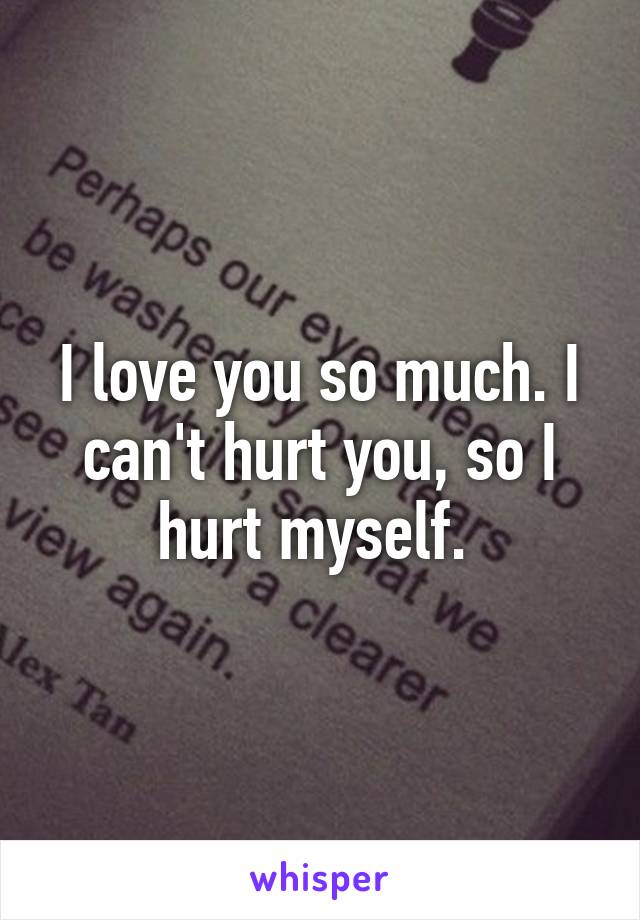 I love you so much. I can't hurt you, so I hurt myself. 