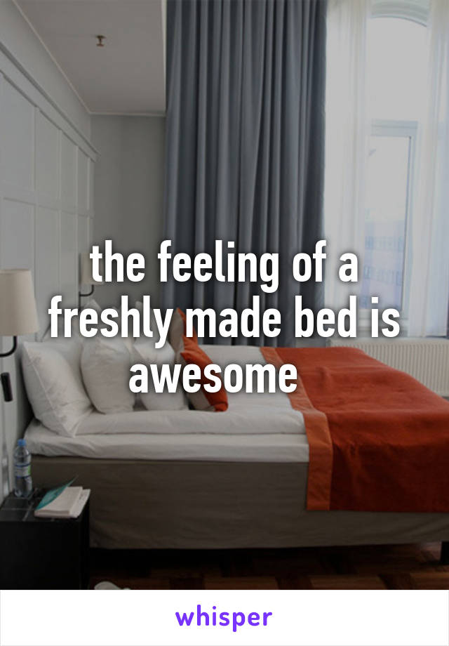 the feeling of a freshly made bed is awesome  