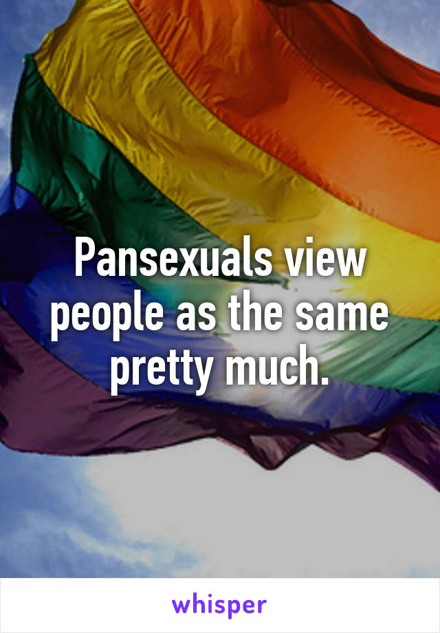 Pansexuals view people as the same pretty much.