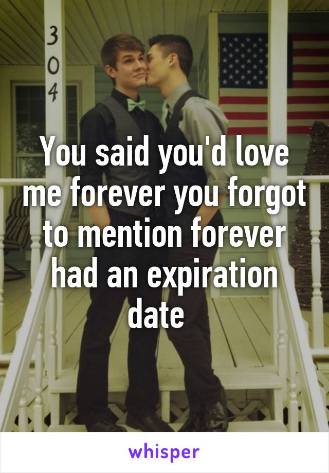 You said you'd love me forever you forgot to mention forever had an expiration date  