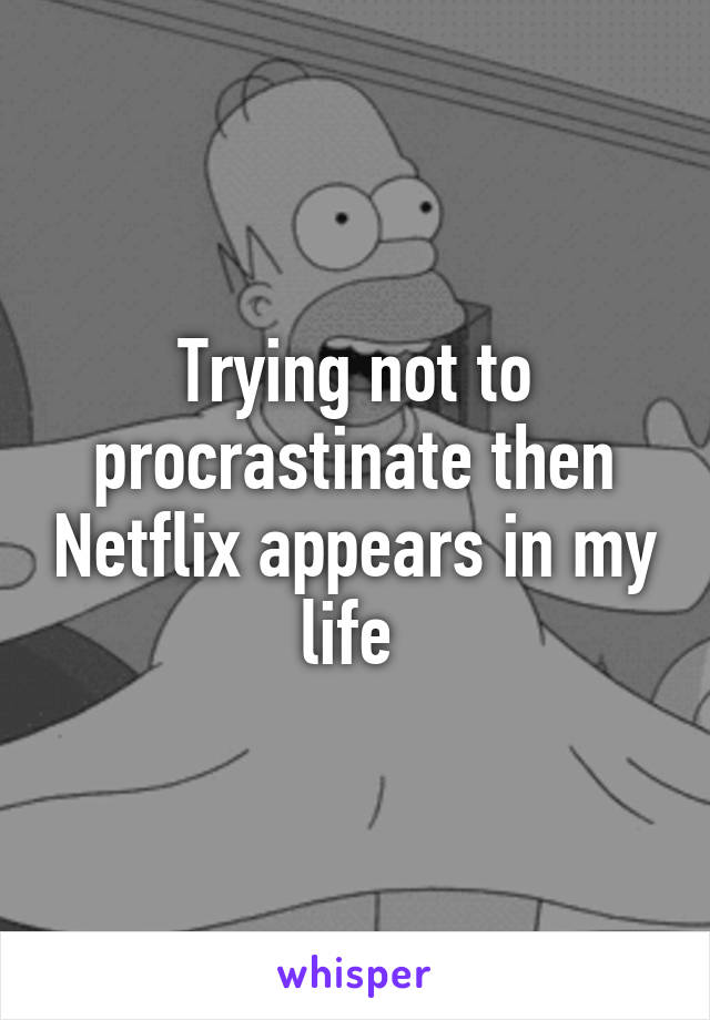 Trying not to procrastinate then Netflix appears in my life 