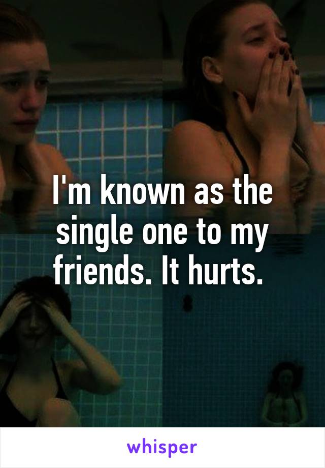 I'm known as the single one to my friends. It hurts. 