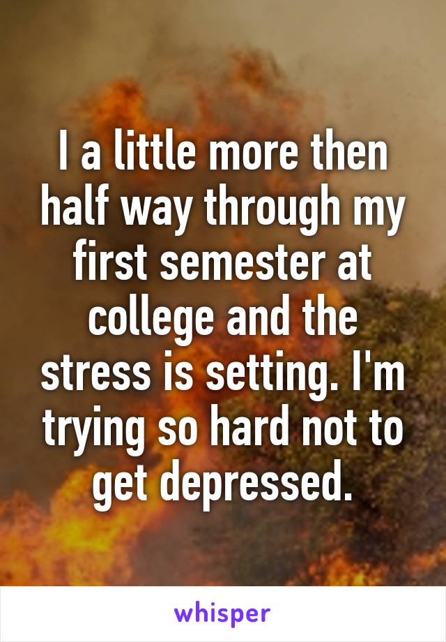 I a little more then half way through my first semester at college and the stress is setting. I'm trying so hard not to get depressed.