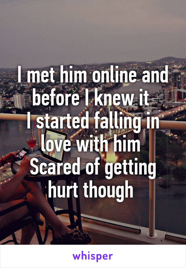 I met him online and before I knew it 
I started falling in love with him 
Scared of getting hurt though 