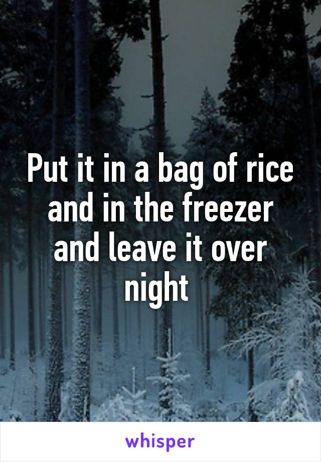 Put it in a bag of rice and in the freezer and leave it over night 