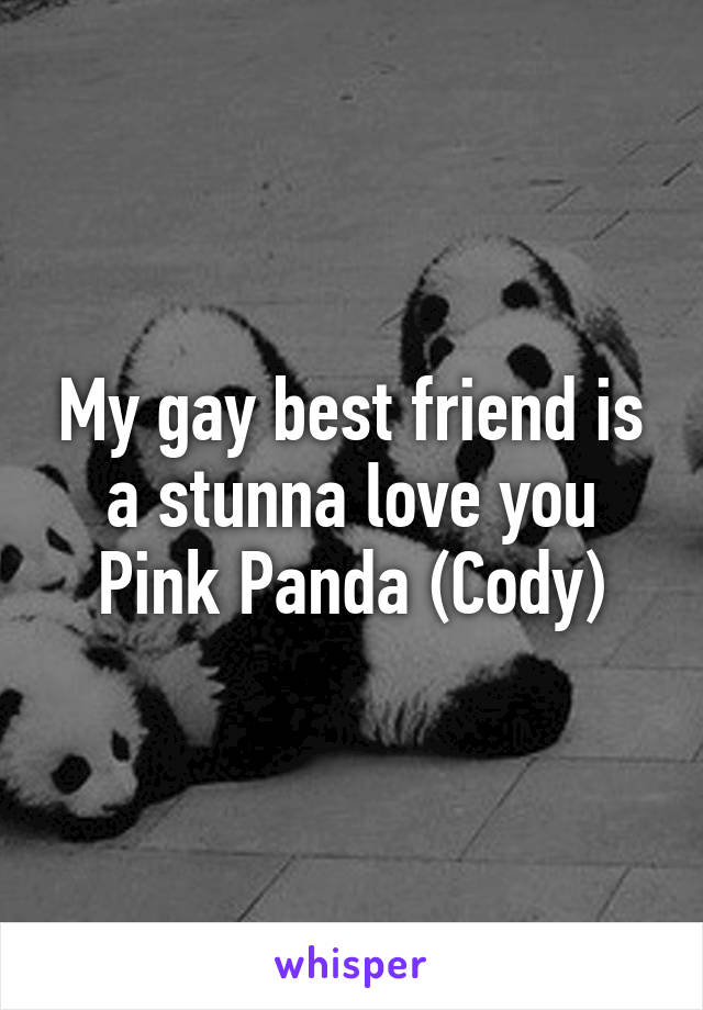 My gay best friend is a stunna love you Pink Panda (Cody)