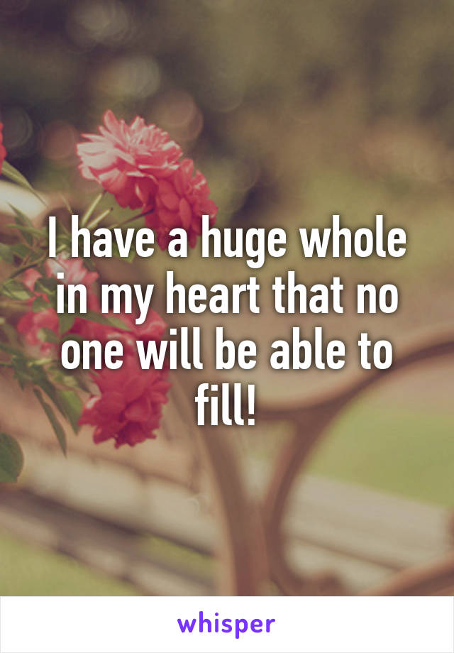 I have a huge whole in my heart that no one will be able to fill!