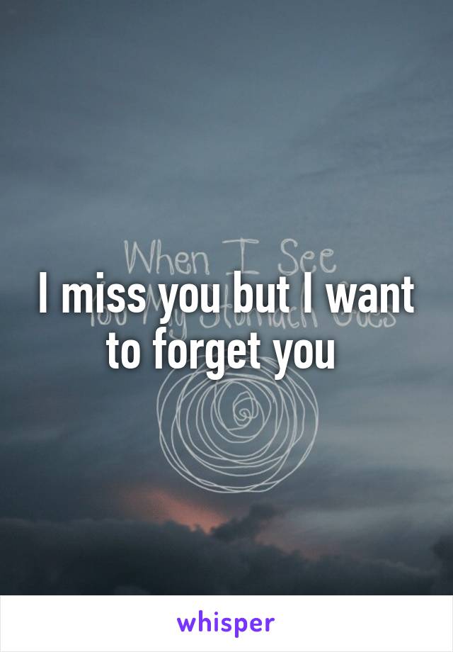 I miss you but I want to forget you 