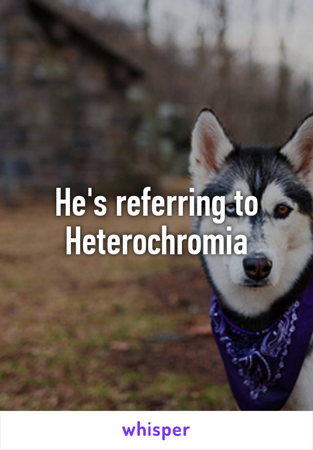 He's referring to Heterochromia