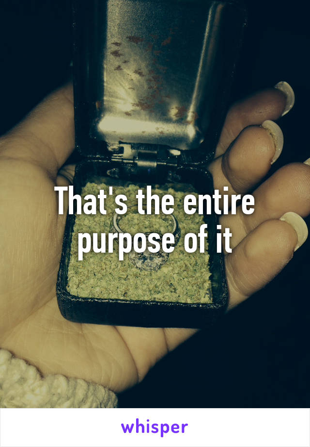 That's the entire purpose of it