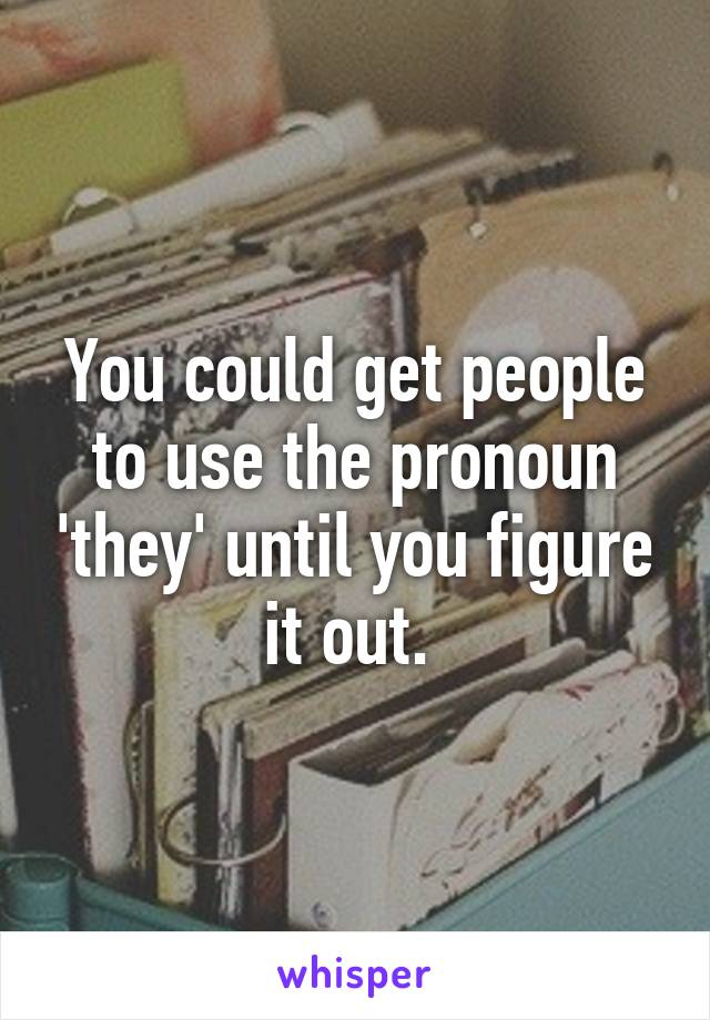 You could get people to use the pronoun 'they' until you figure it out. 