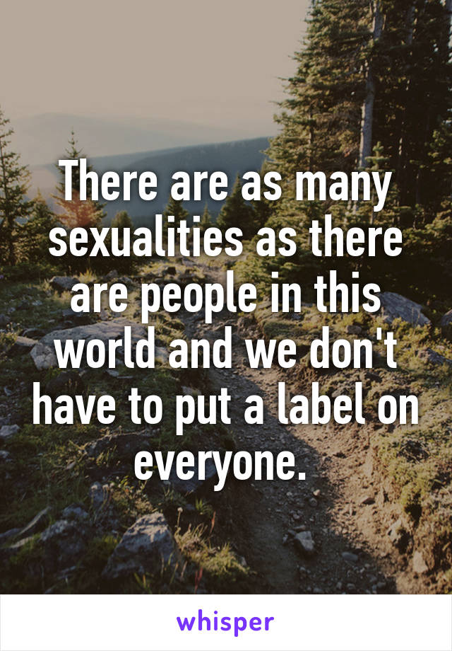 There are as many sexualities as there are people in this world and we don't have to put a label on everyone. 