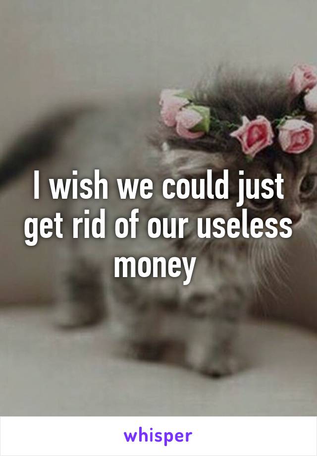 I wish we could just get rid of our useless money 