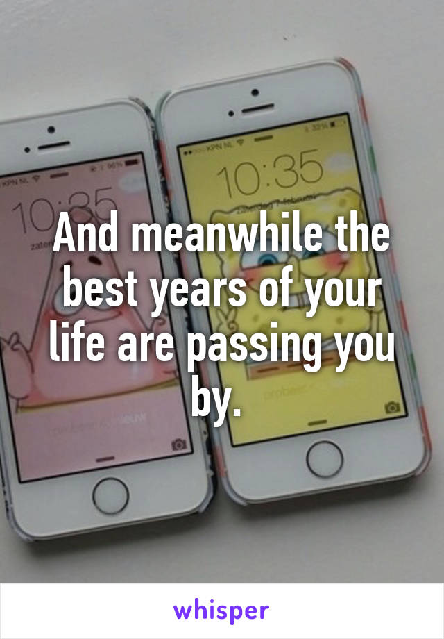 And meanwhile the best years of your life are passing you by. 