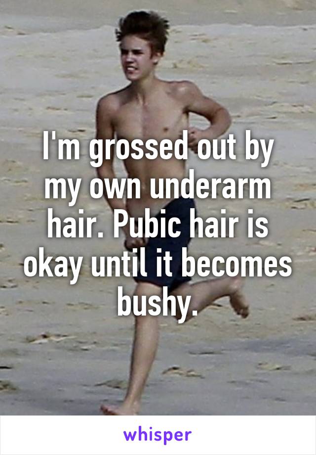 I'm grossed out by my own underarm hair. Pubic hair is okay until it becomes bushy.