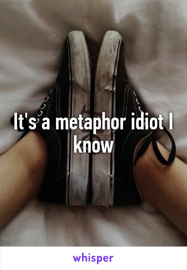 It's a metaphor idiot I know