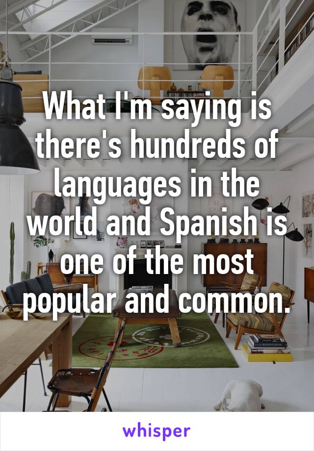 What I'm saying is there's hundreds of languages in the world and Spanish is one of the most popular and common. 