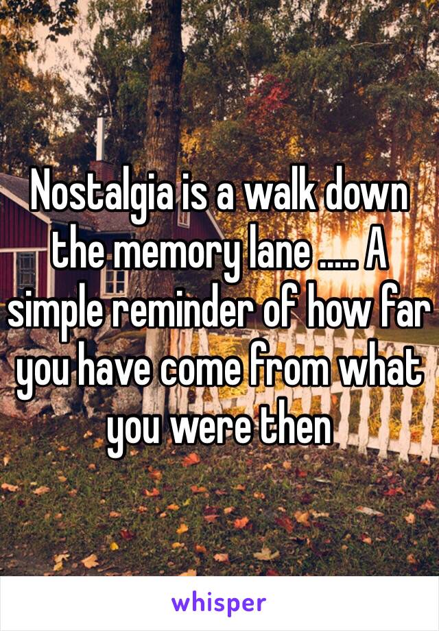 Nostalgia is a walk down the memory lane ..... A simple reminder of how far you have come from what you were then 