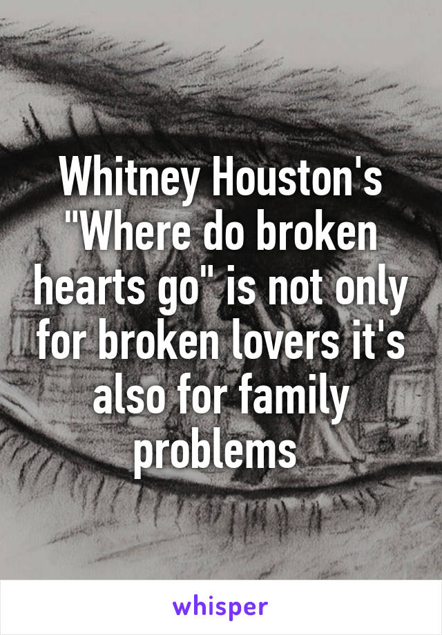 Whitney Houston's "Where do broken hearts go" is not only for broken lovers it's also for family problems 